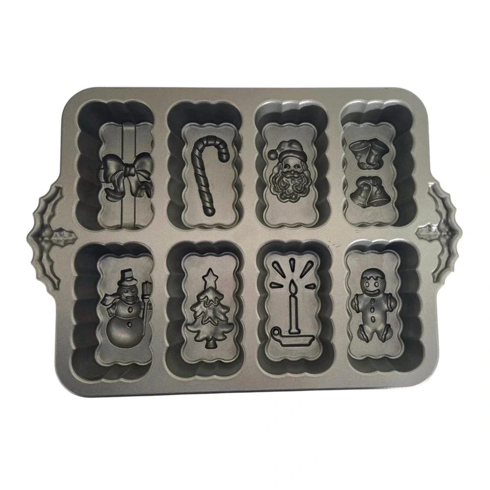 Nordic Ware Christmas Mini Bread Loaf Pan 8 Holiday‎ Designs 6 Cups